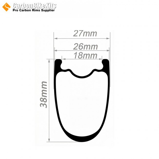Llanta de carbono 20 pulgadas 451 38x26mm perfil alto aerodinámico